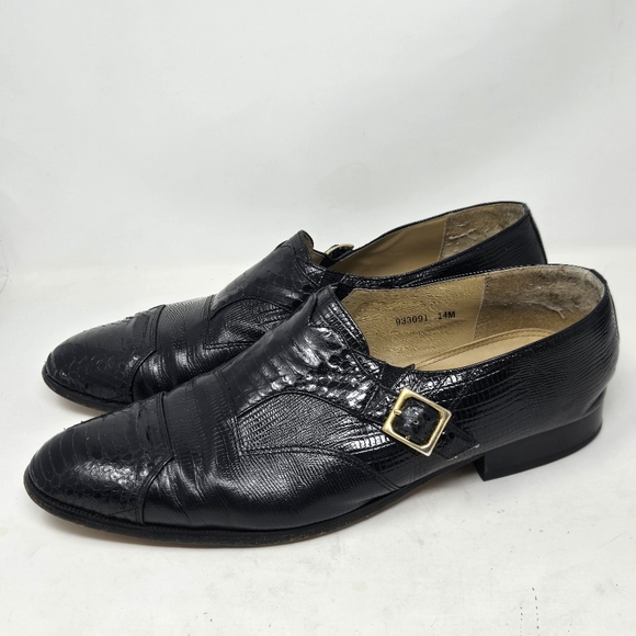 GIORGIO BRUTINI Men’s‎ Snakeskin Monk Strap Dress Shoes 14M Black Leather main image 14